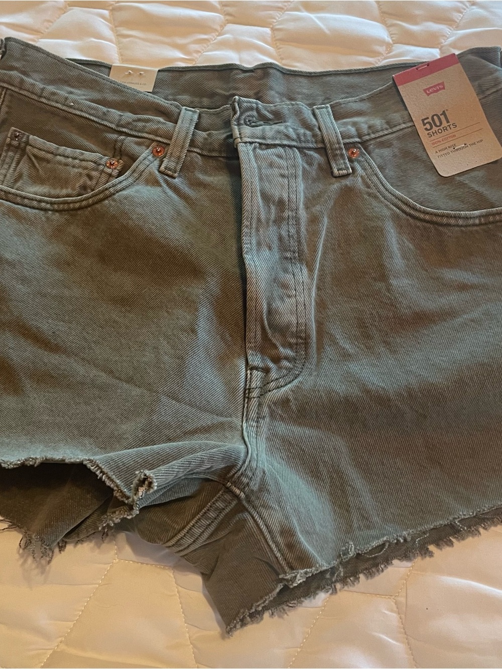Levi's 501 High-Rise Cutoff Shorts in Olive Green size 33, NWT